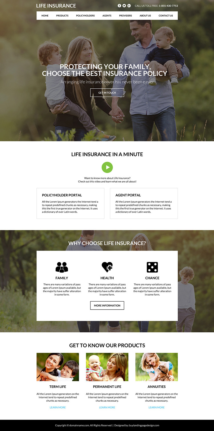 best life insurance policy responsive website design