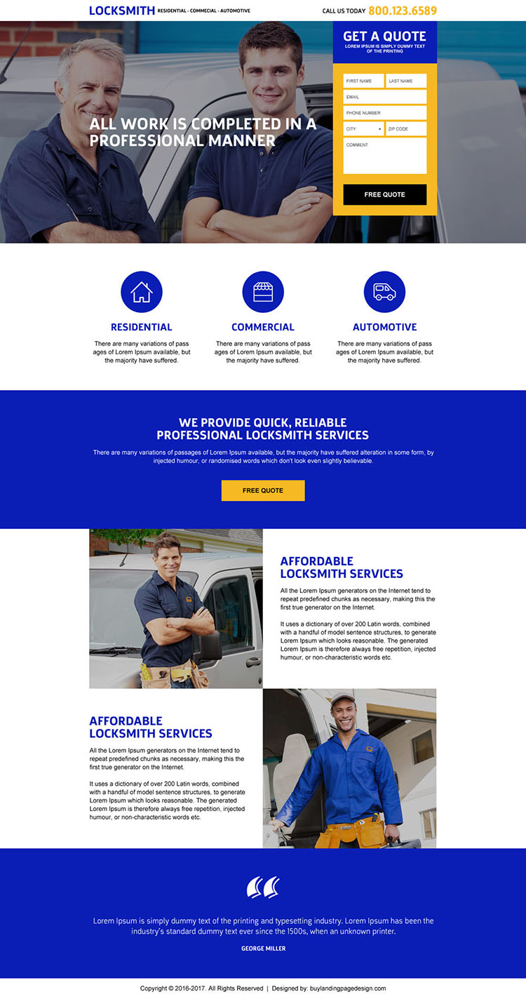 best locksmith services responsive landing page