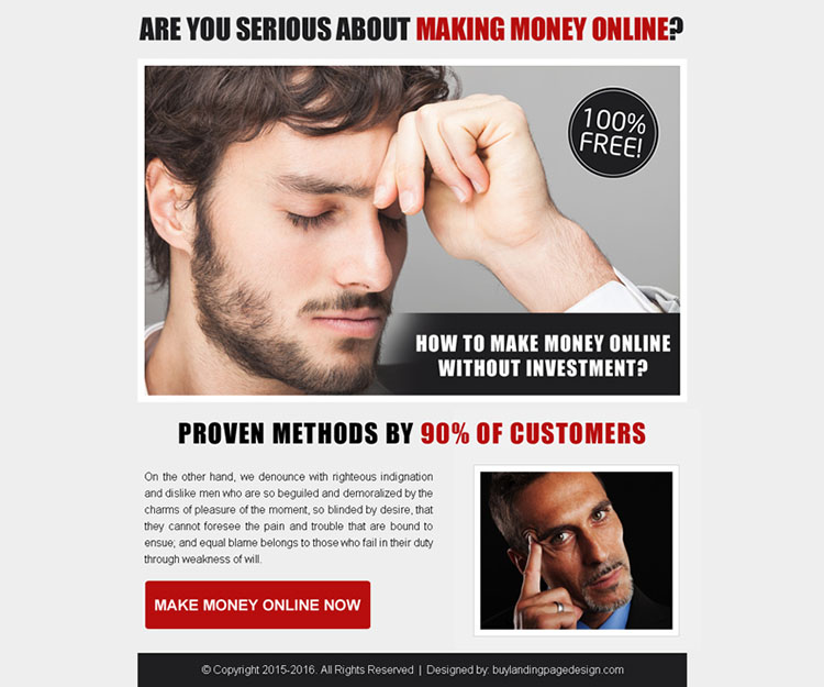 best make money online call to action ppv landing page design