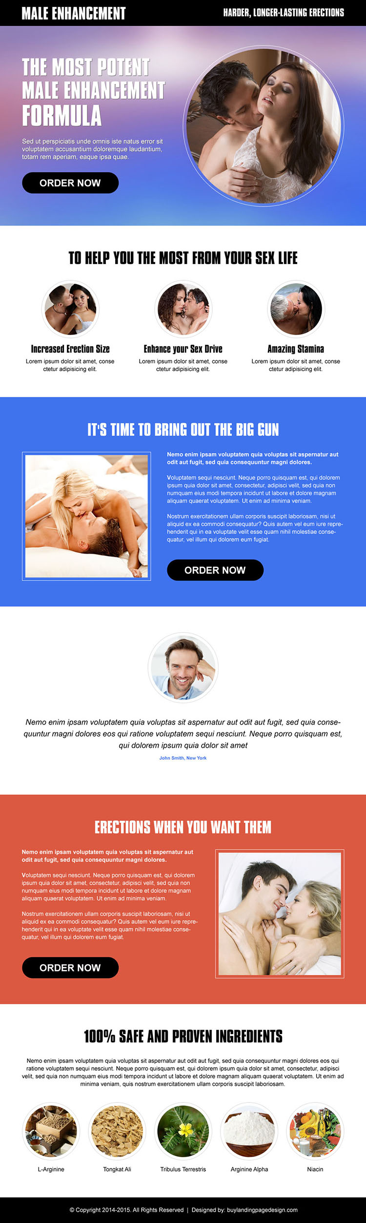 best male enhancement product selling cta landing page design templates