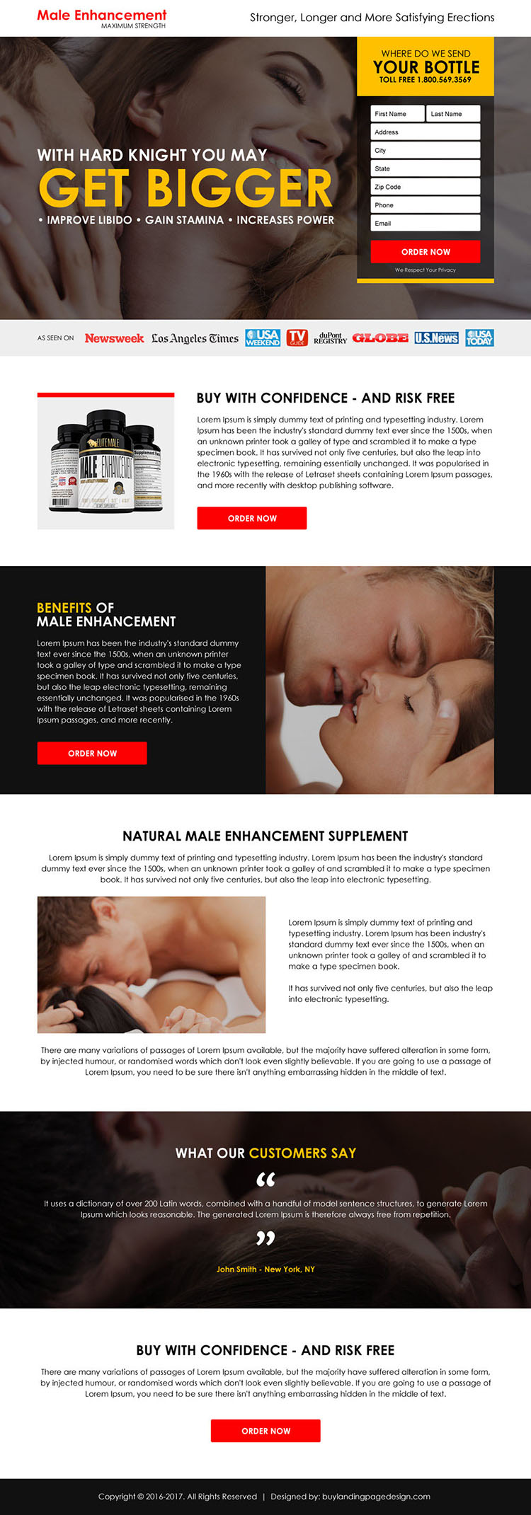 male enhancement product selling responsive landing page