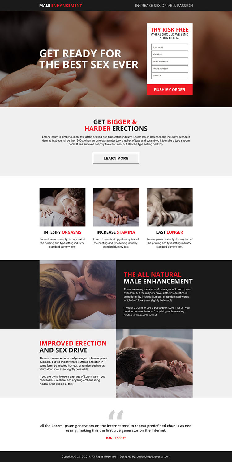 responsive male enhancement supplement selling landing page