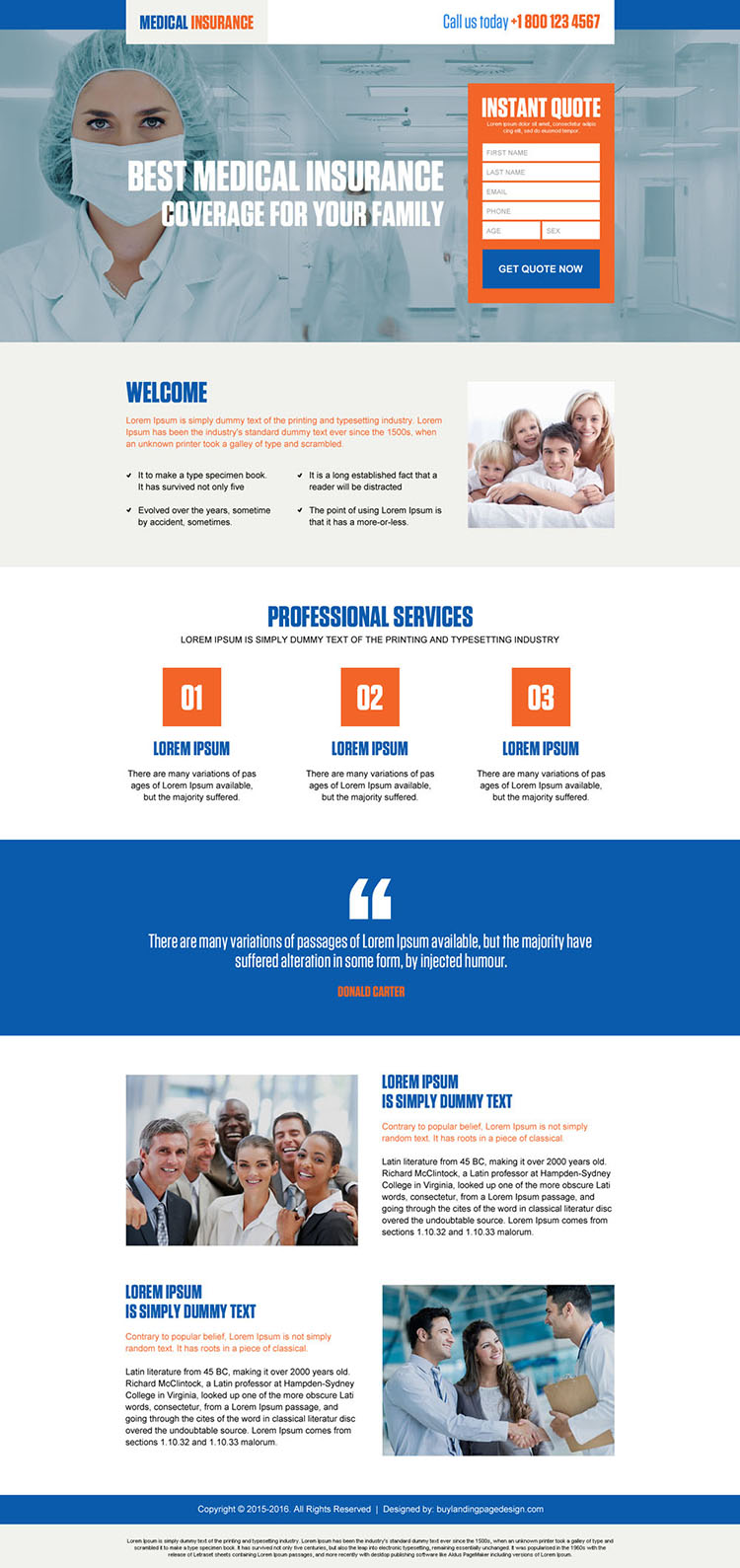 best medical insurance for full family responsive landing page