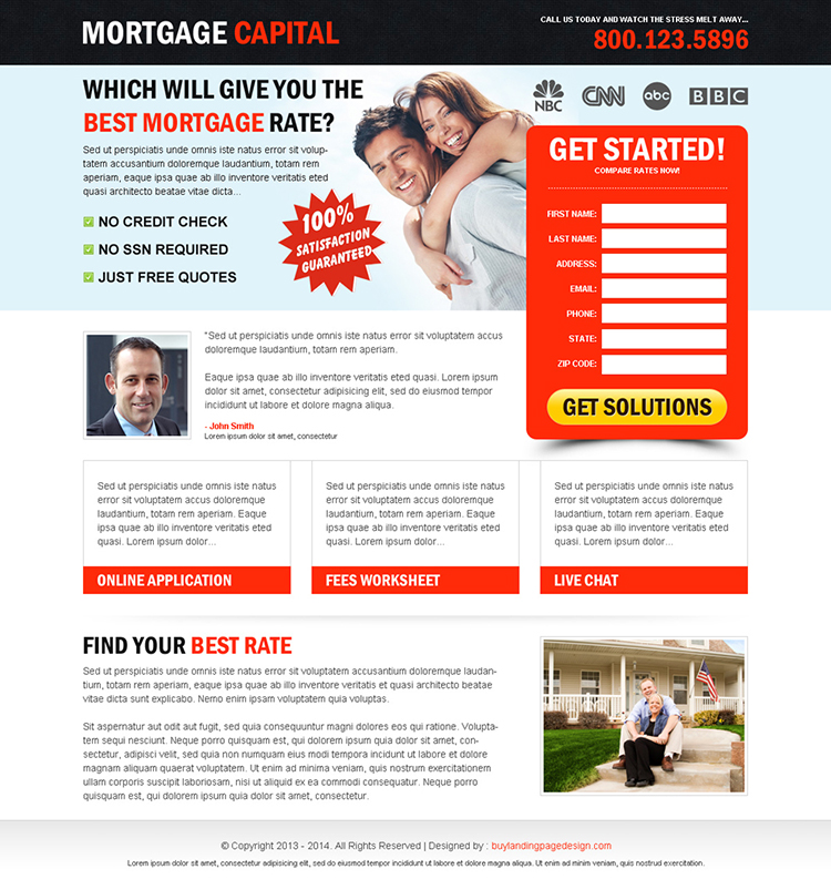 mortgage capital beautiful lead capture landing page design to increase your positive leads