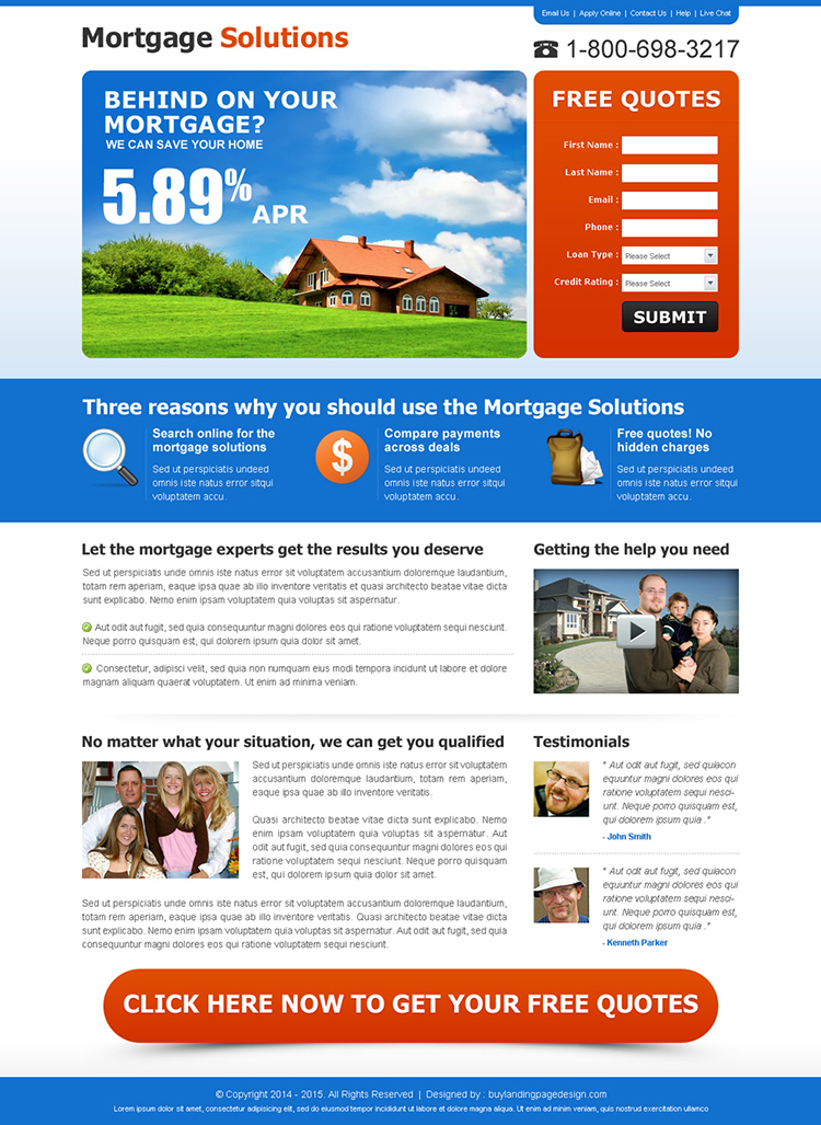 mortgage solution lead capture lander design