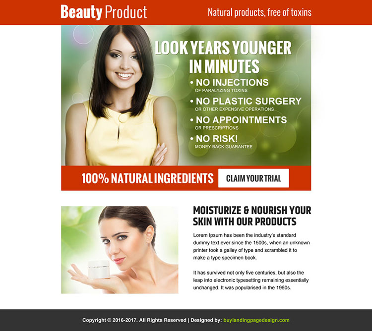 natural beauty products ppv landing page