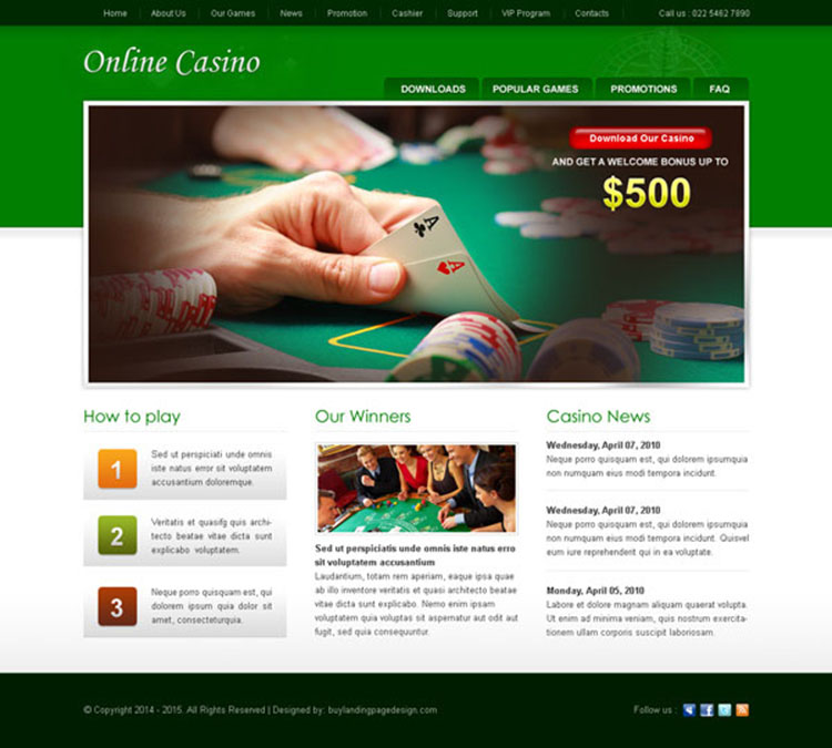 best online casino website template design psd to create your converting casino website