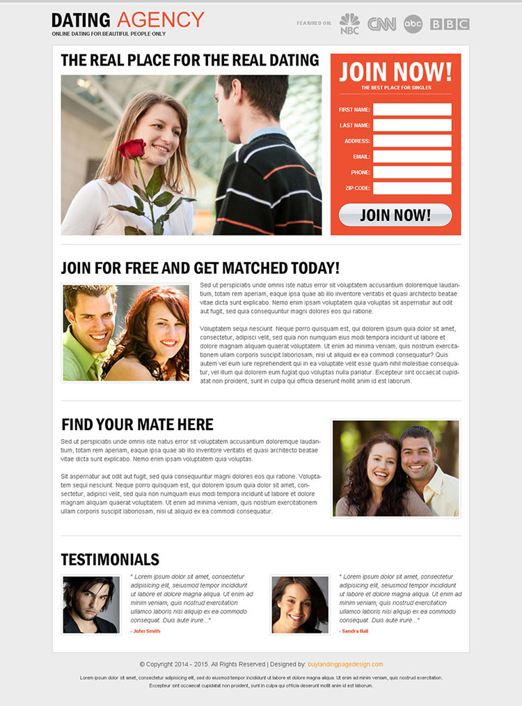 best responsive dating landing page design templates to capture leads for your online dating agency