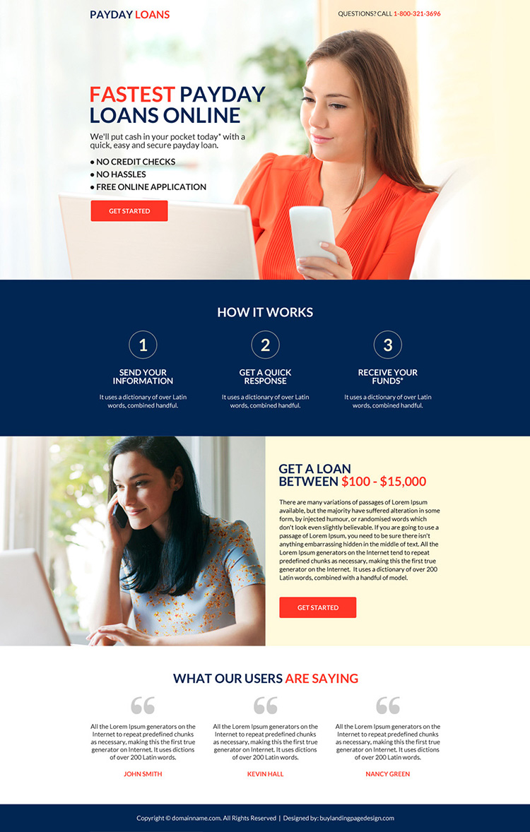 best payday loan mini responsive landing page design