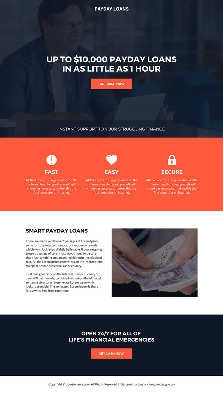 smart payday loan bootstrap landing page design