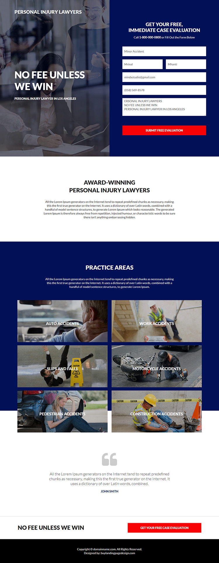 best personal injury lawyers responsive landing page