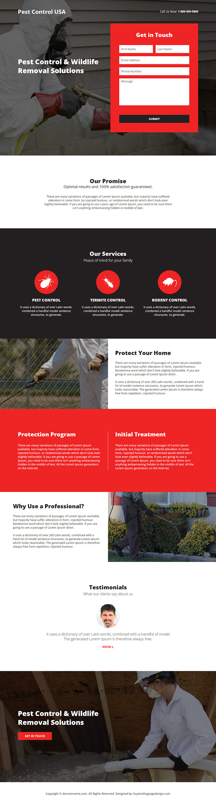 pest control solution responsive landing page design