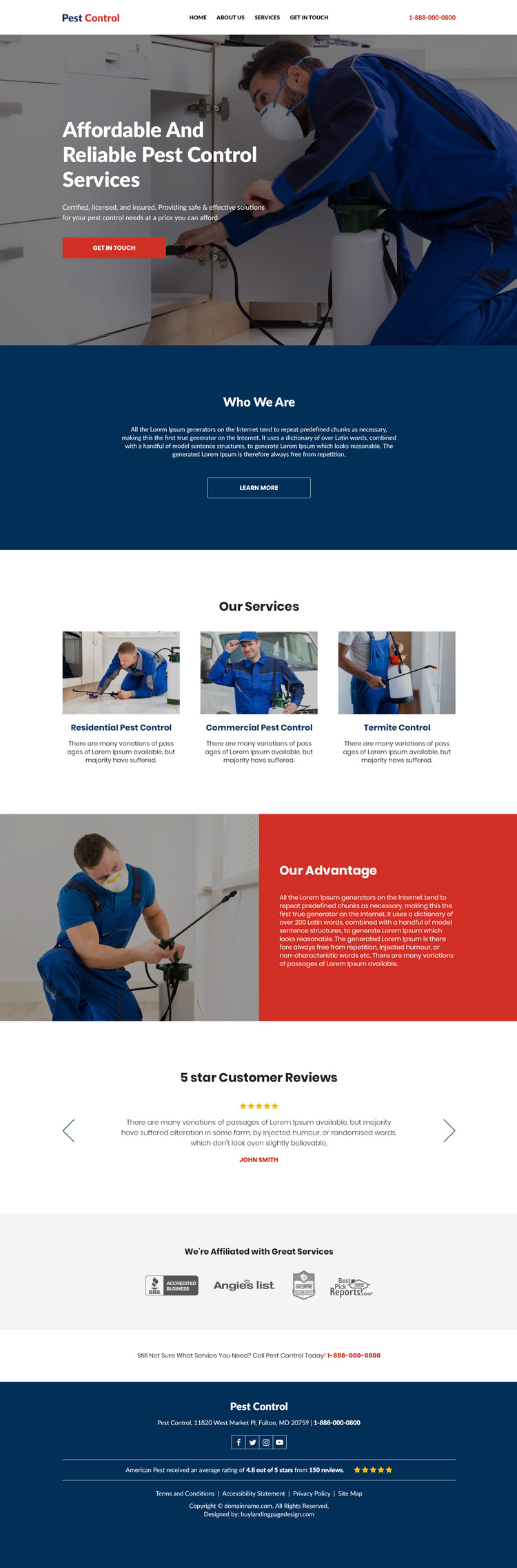 reliable pest control service responsive website design