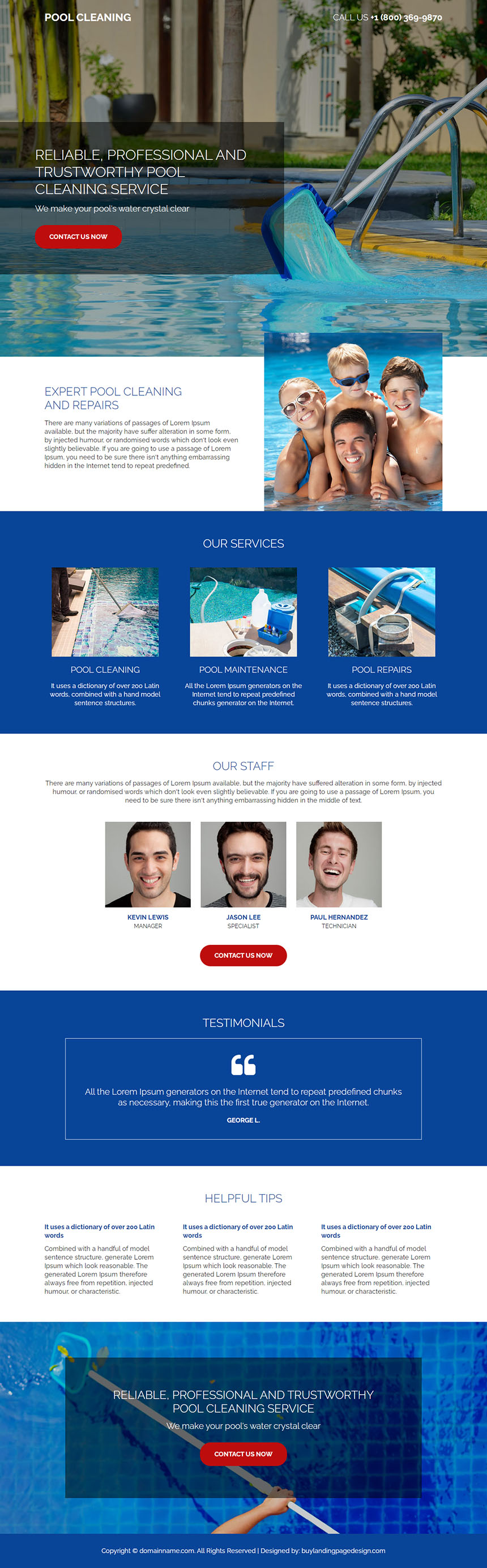 pool cleaning service lead capture responsive landing page