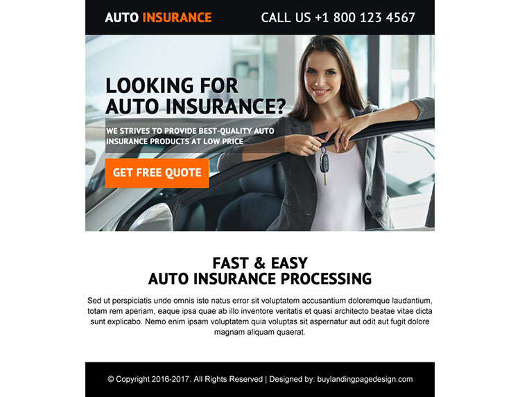 best quality auto insurance ppv landing page design