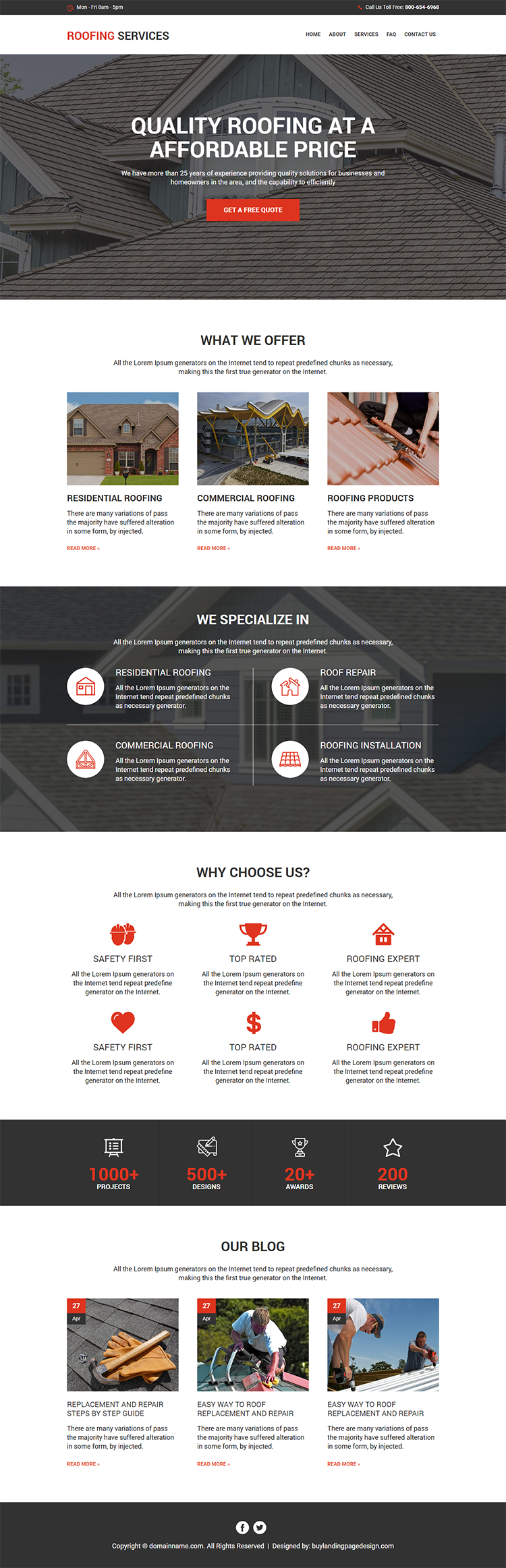 best roofing services responsive website design