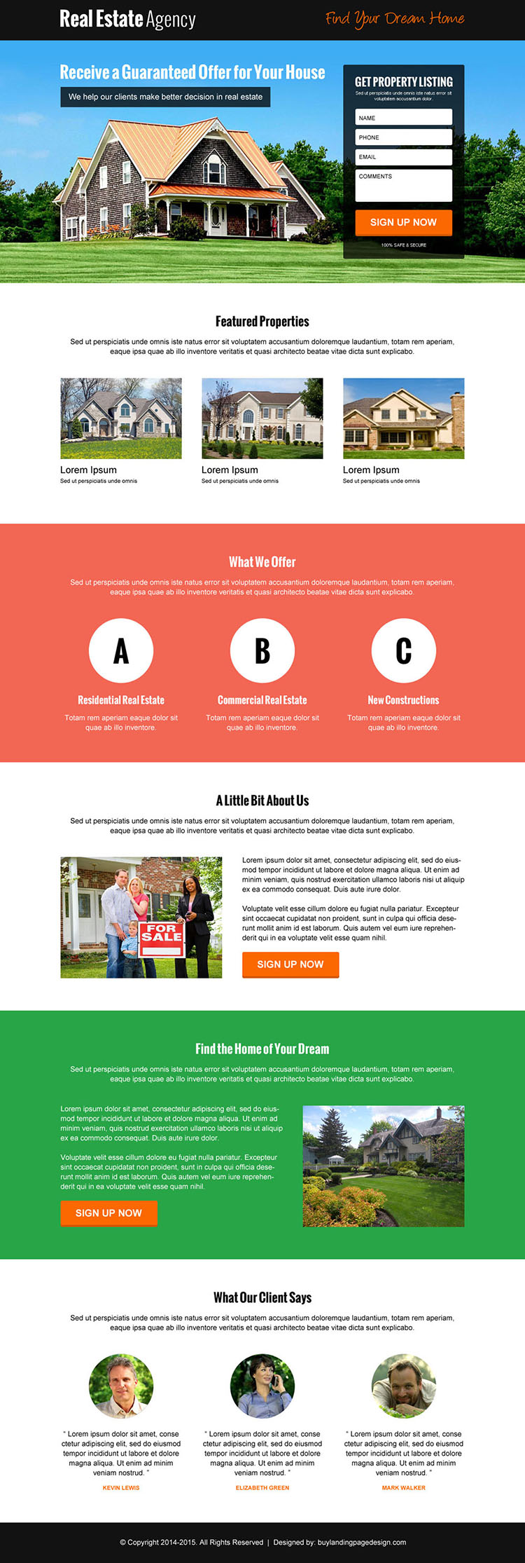 best real estate video responsive lead gen landing page design