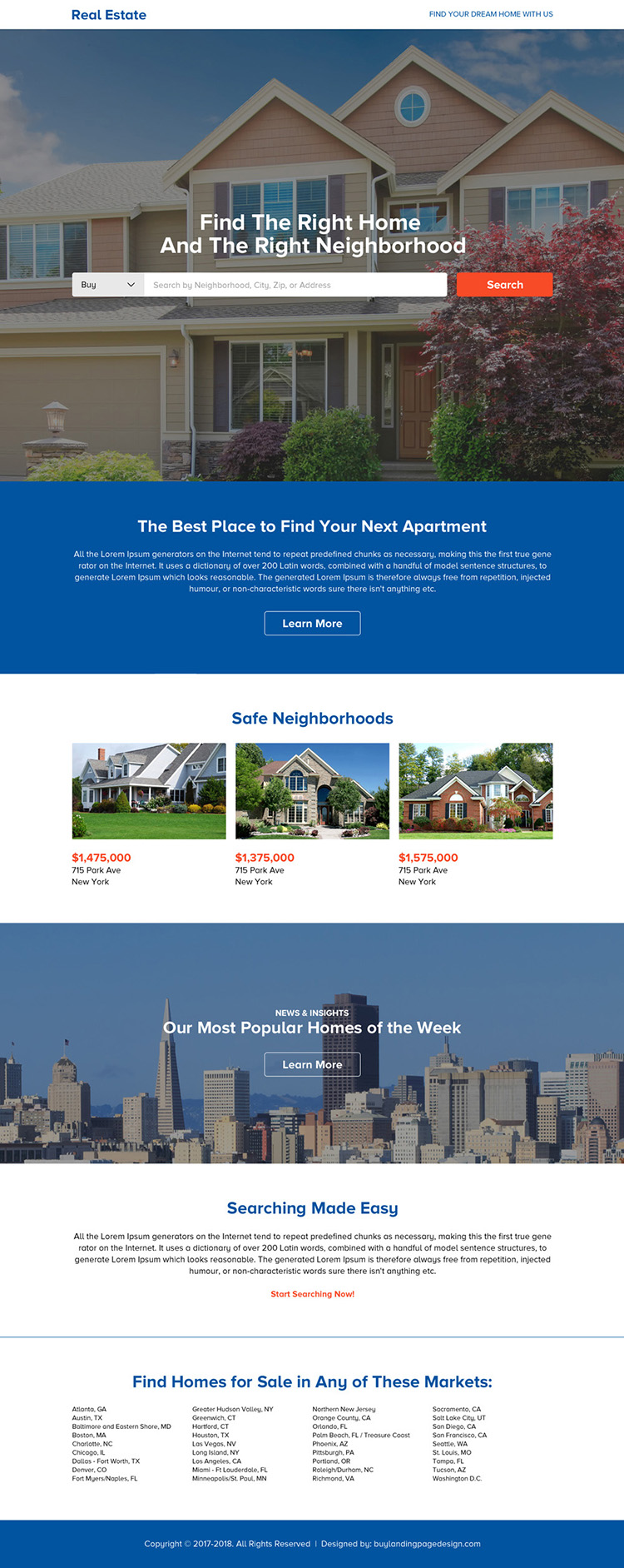 best real estate call to action landing page design