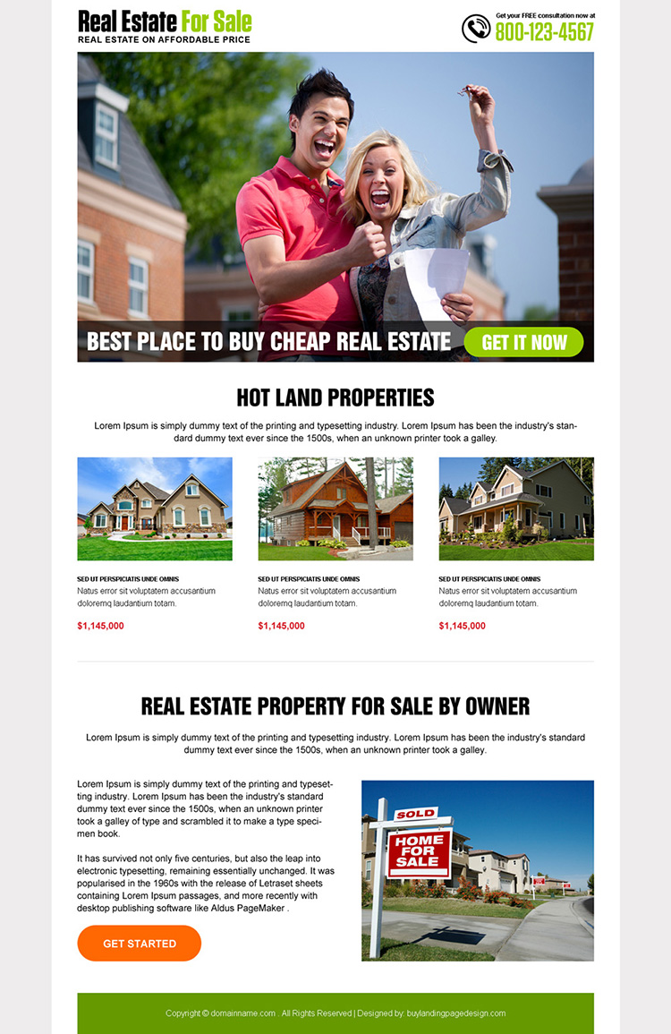 best real estate listing responsive landing page design