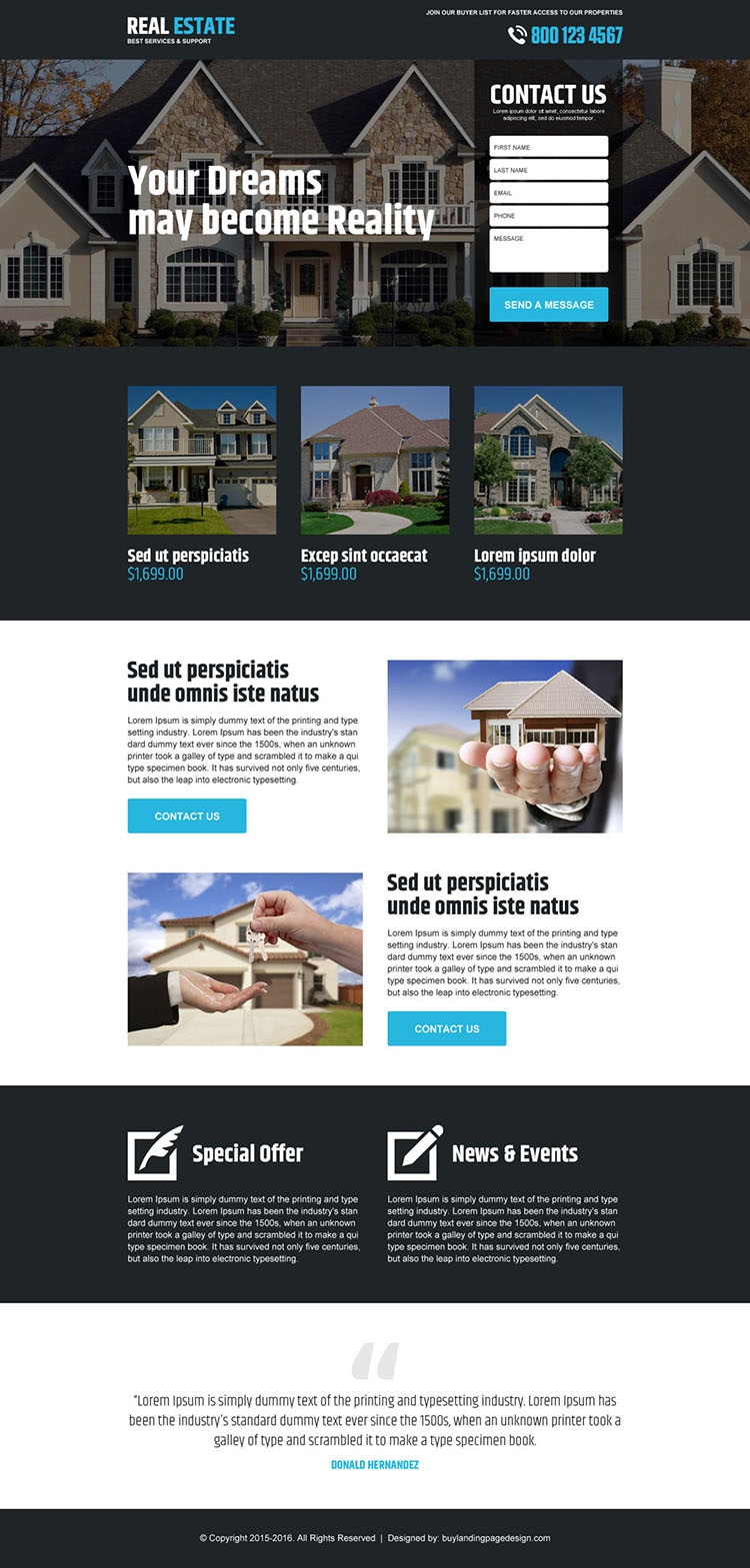 best real estate service lead gen responsive landing page design