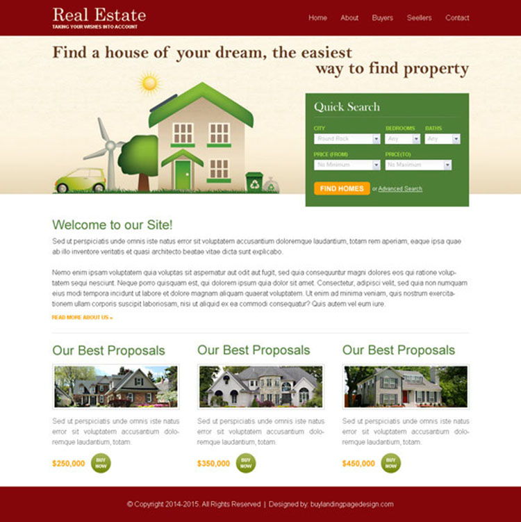 real estate quick search clean and user friendly website template design psd
