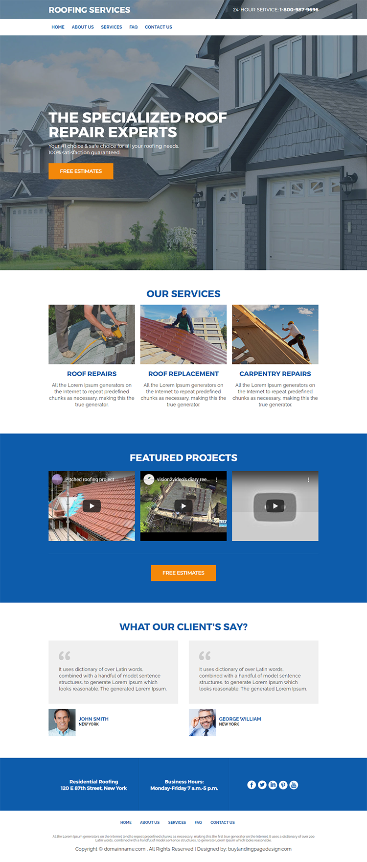 roof repair and replacement services responsive website design