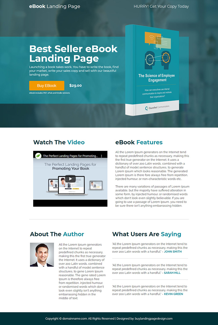 minimal ebook call to action landing page