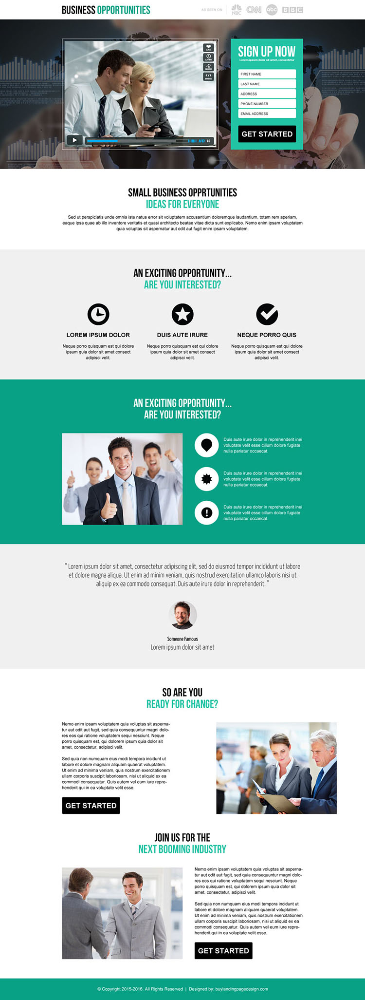 small business idea lead generation video landing page design