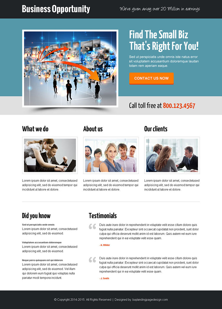 best small business responsive call to action responsive landing page design