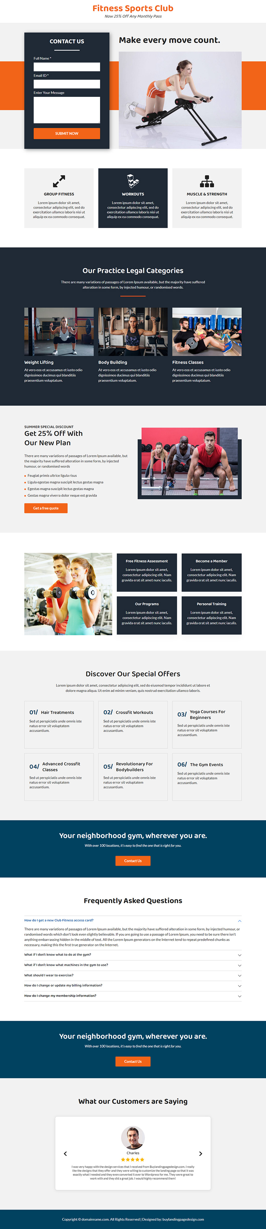 health and fitness club responsive landing page