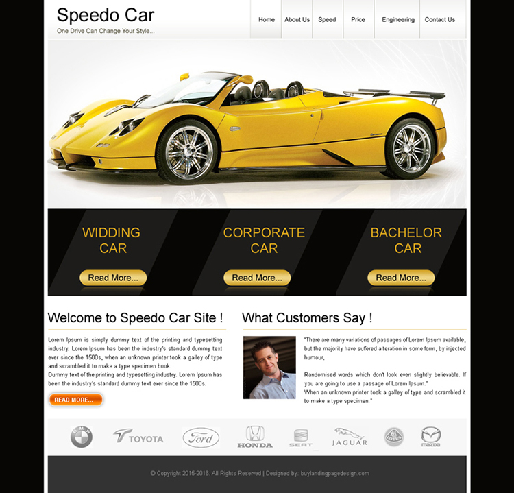stylish car website template design psd for sale