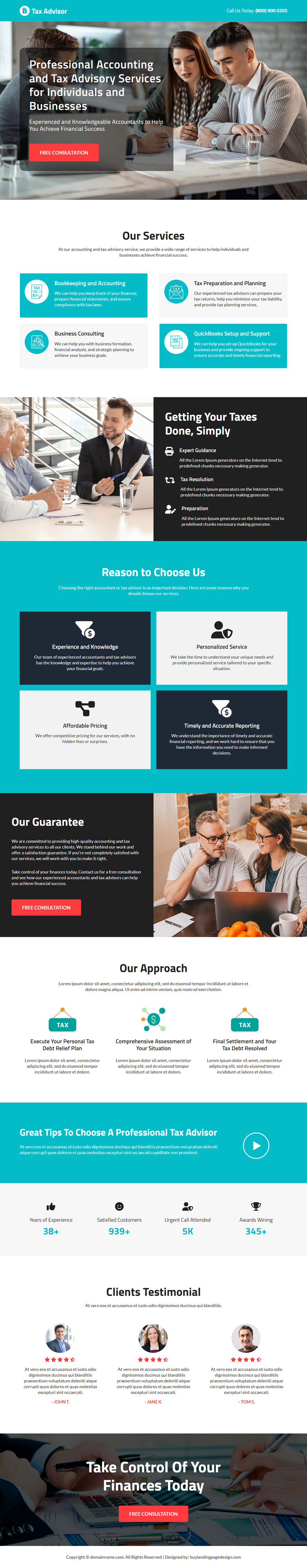 tax advisory services lead capture landing page
