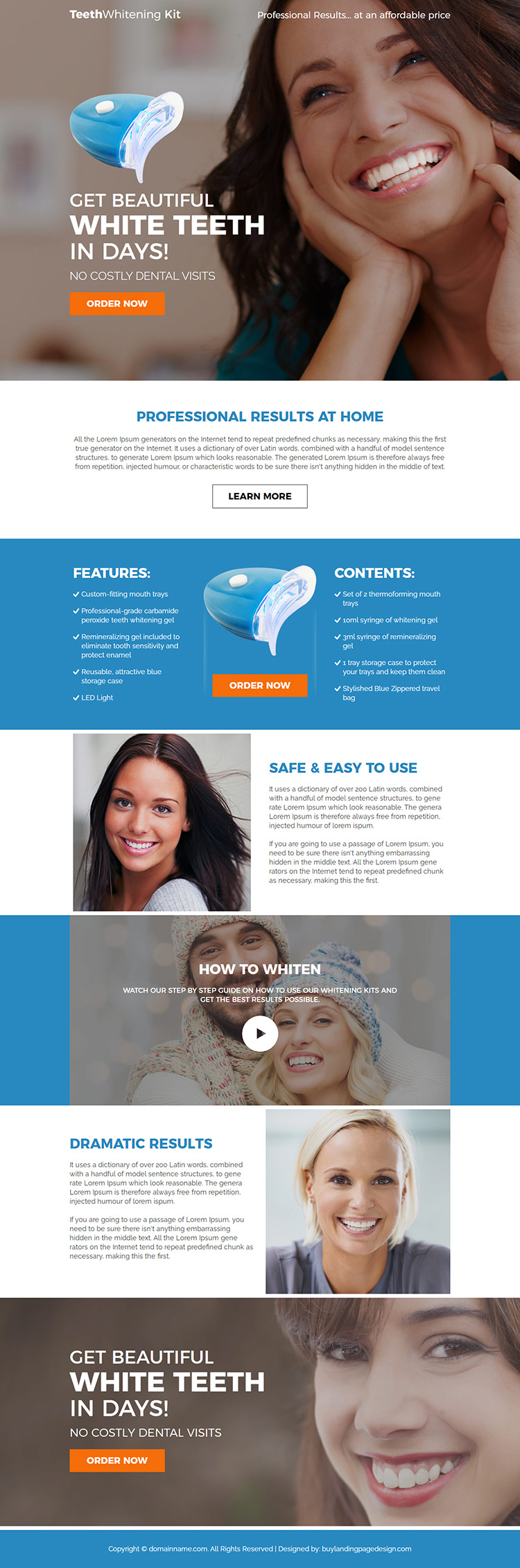 teeth whitening kit responsive landing page design