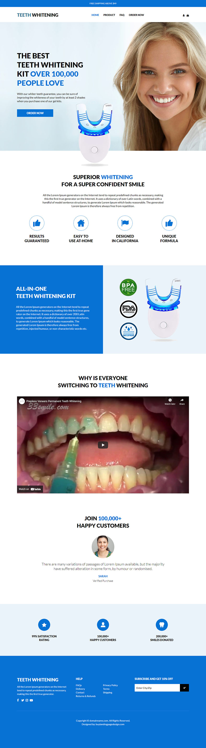 teeth whitening kit responsive website design