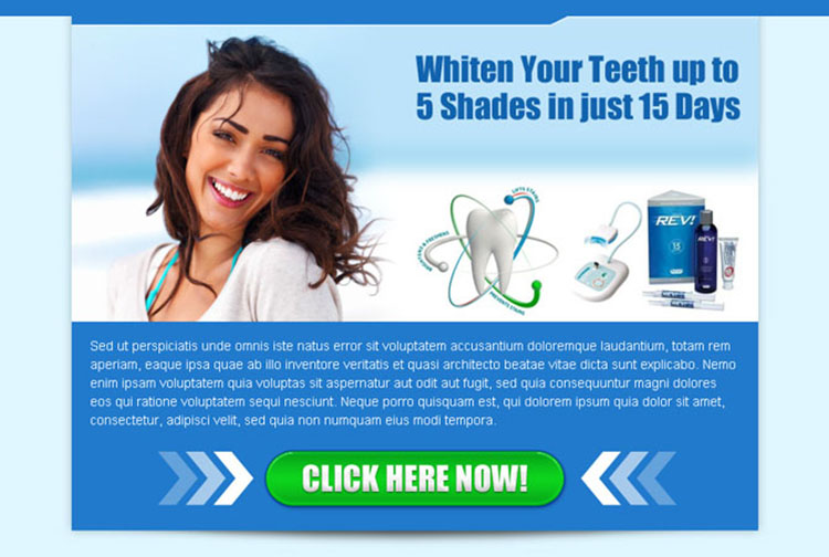 teeth whitening product converting call to action ppv landing page design