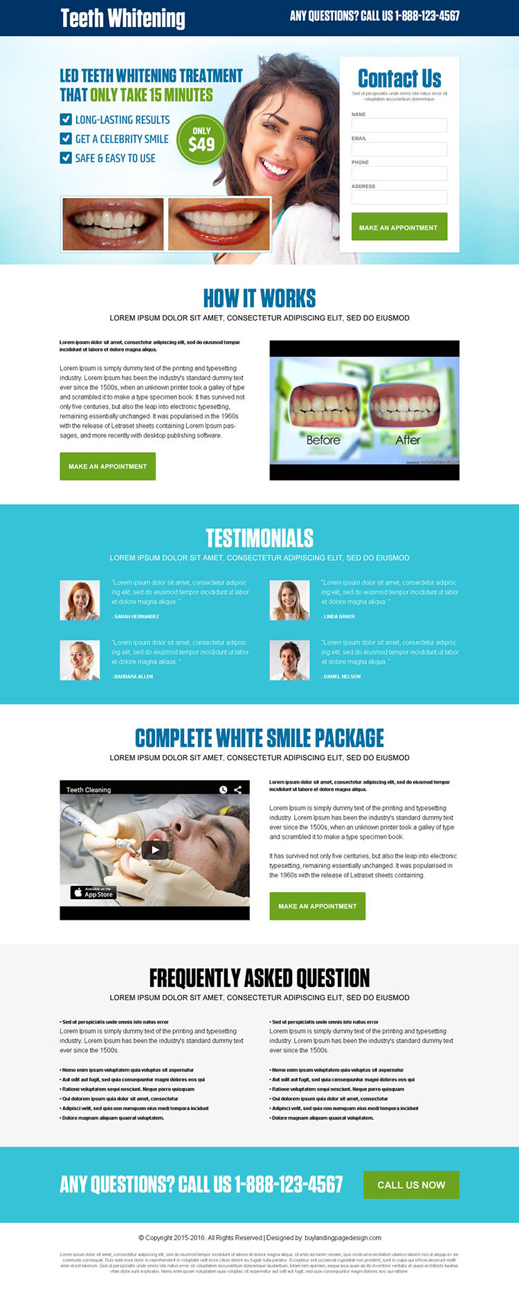 best teeth whitening treatment lead generating landing page design