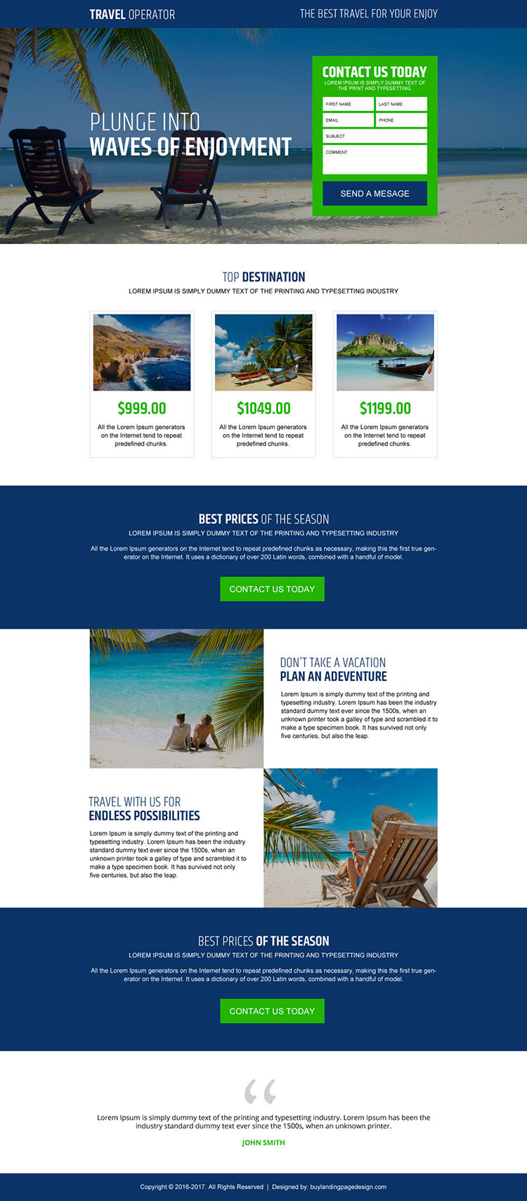 responsive travel lead boosting modern landing page design