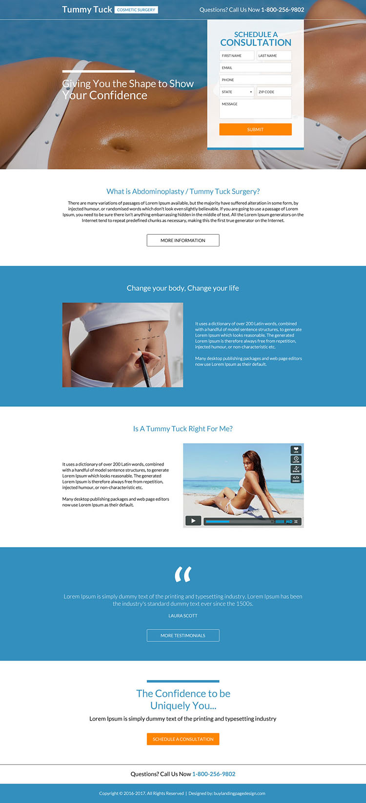 best tummy tucker cosmetic surgery landing page design