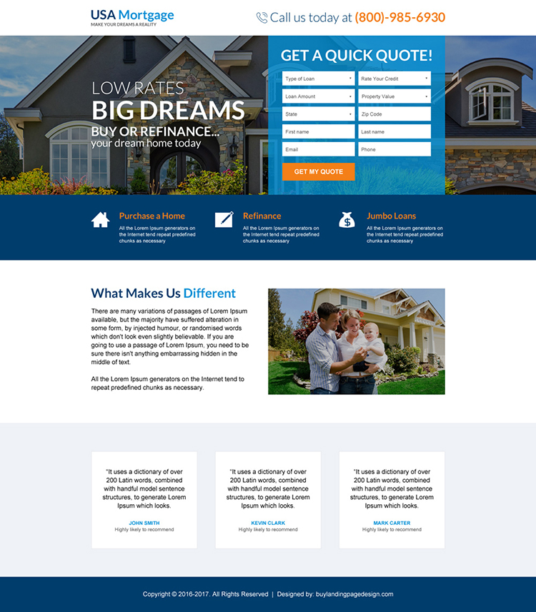 usa bank mortgage free quote lead capturing landing page