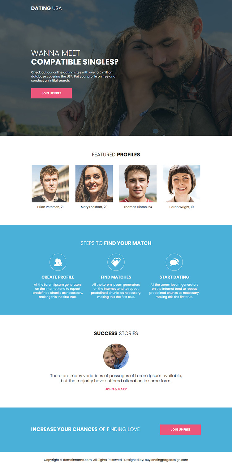 online dating lead capture responsive landing page