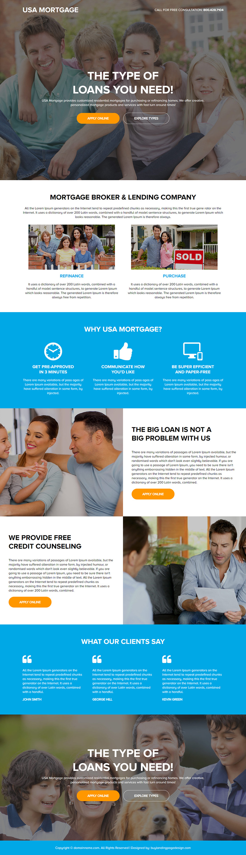 mortgage broker and lending company responsive landing page