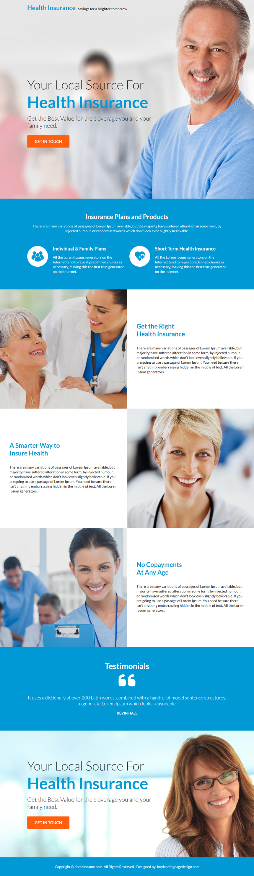 health insurance plans lead capture landing page