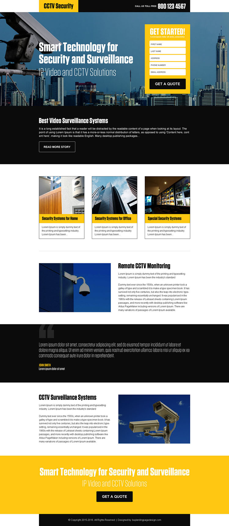 best video surveillance security landing page design