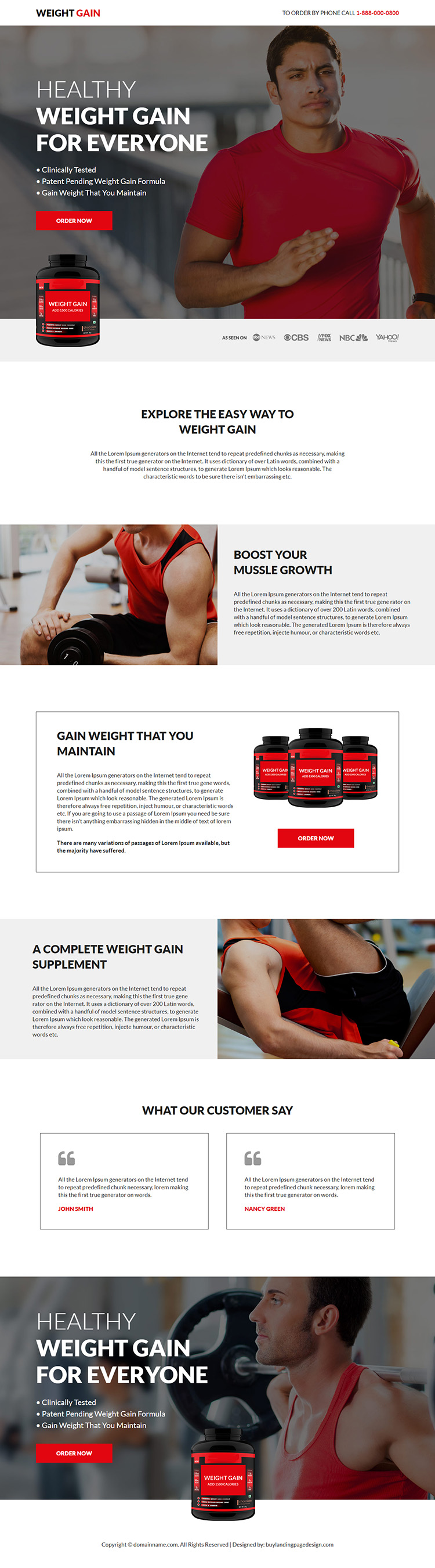 best weight gain supplement responsive landing page