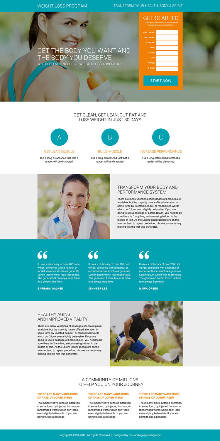 best weight loss program lead capturing landing page design