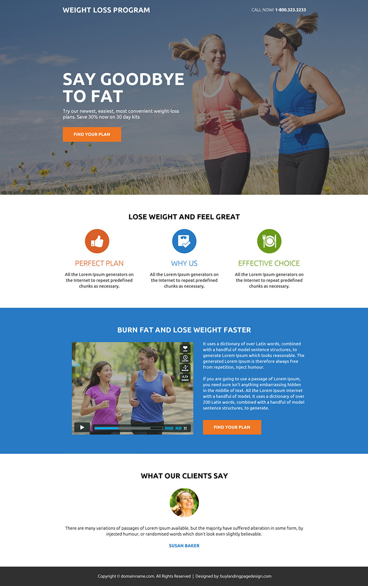 best weight loss mini responsive landing page design