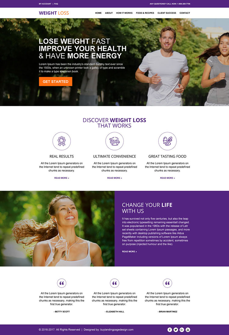 responsive weight loss website design template