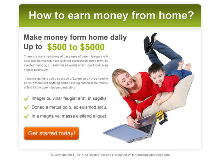 best ppv landing page design template for work from home business