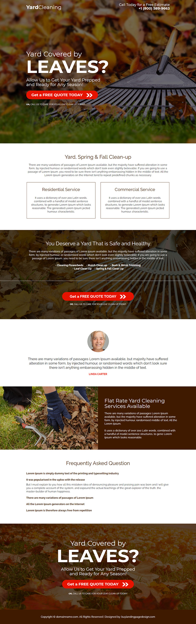 yard cleaning service responsive landing page design