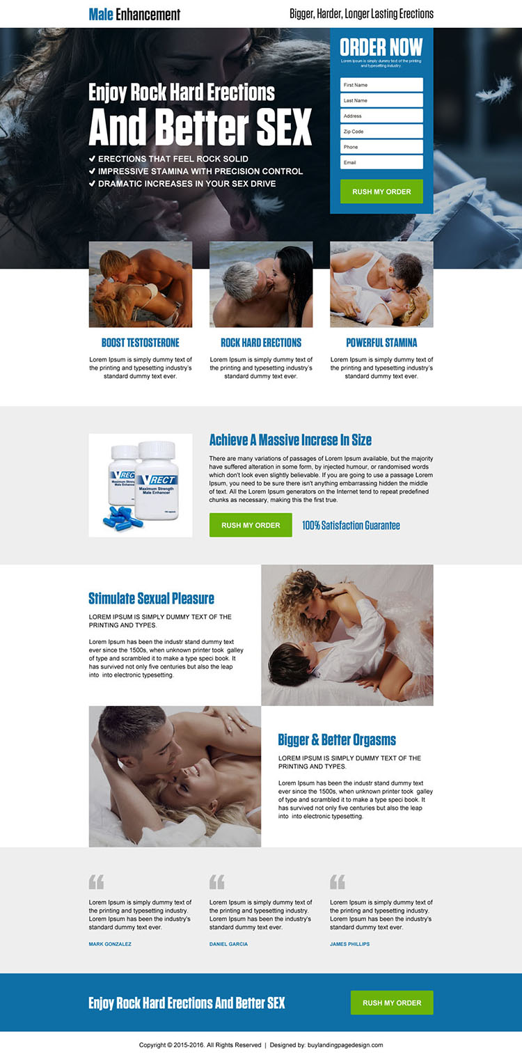 converting modern male enhancement landing page design